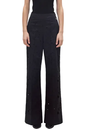 Blugirl Pantaloni gamba larga con rose intagliate