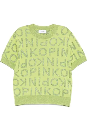 Pinko Maglia maniche corte con logo all over verde