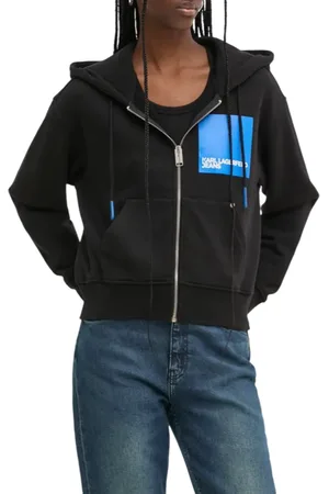 Karl Lagerfeld Felpa con cappuccio e zip patch logo