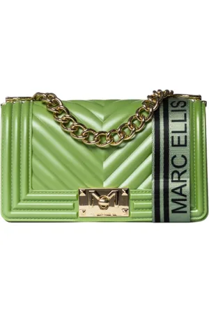MARC ELLIS Borsa Flat S in gomma trapuntata verde oro