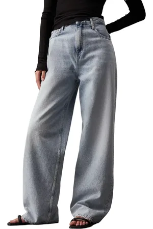 Calvin Klein Jeans a vita alta wide leg lavaggio blu chiaro