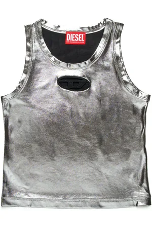 Diesel Canotta in jersey effetto laminato con logo cut out