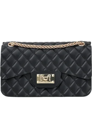 MARC ELLIS Borsa Flat Falcon in gomma trapuntata nero oro