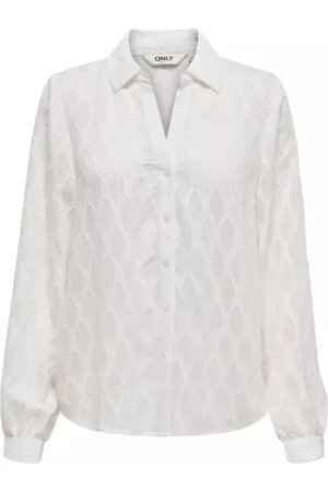 ONLY Camicia manica lunga in tessuto lavorato bianco latte