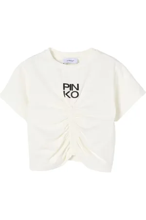 Pinko T-shirt manica corta con arricciature avorio