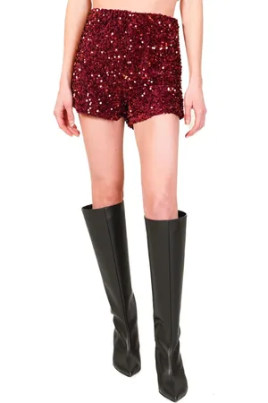 TENSIONE IN Shorts con paillettes all over bordeaux