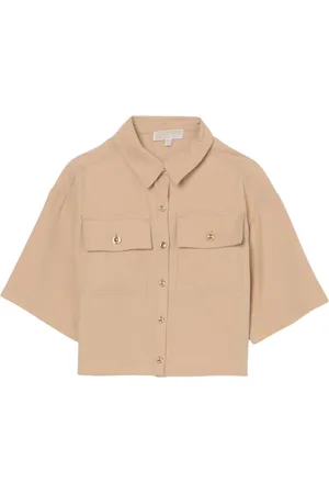 Michael Kors Camicia maniche corte cropped con tasche beige