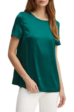 Guess Blusa Denise manica corta in seta verde
