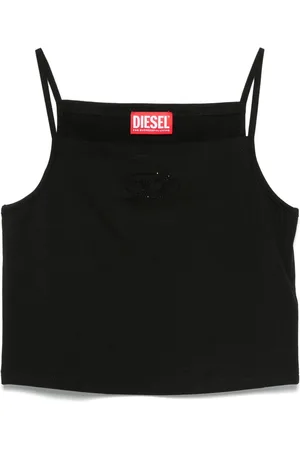 Diesel Top Trind crop con logo strass