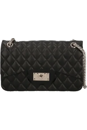 MARC ELLIS Borsa Flat Falcon in gomma trapuntata nero argento