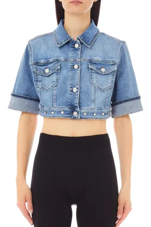 Liu Jo Giubbino crop in denim manica corta lavaggio blu medio