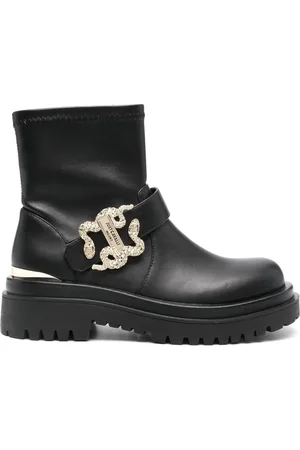 Roberto Cavalli Stivaletti in ecopelle con placca logo Snake