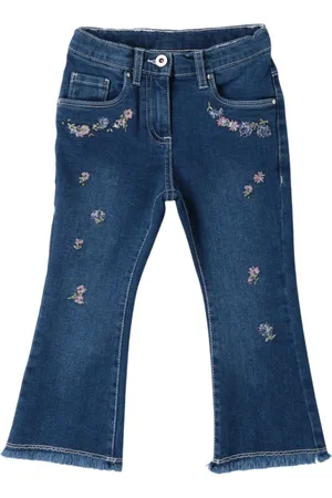 iDo(Dodipetto) Jeans flare con ricami floreali lavaggio blu