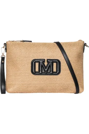 MARC ELLIS Pochette in rafia con logo beige