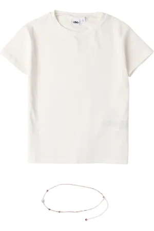 iDo(Dodipetto) T-shirt manica corta in jersey con collana bianco latte
