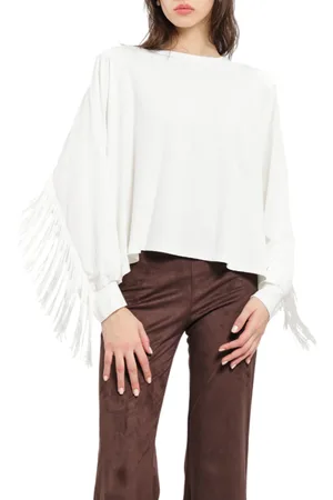 Haveone Felpa over con frange bianco