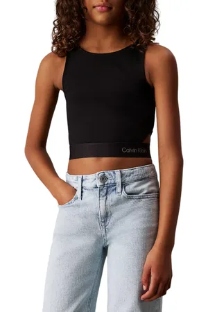 Calvin Klein Top in tessuto stretch con banda logata
