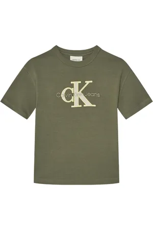 Calvin Klein T-shirt manica corta con logo ricamato verde militare