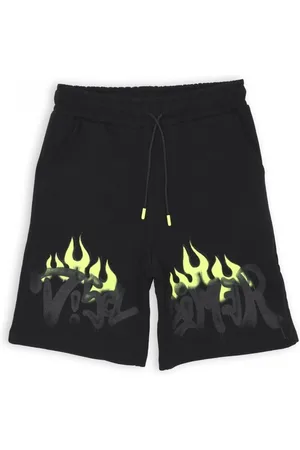 DISCLAIMER Bermuda in cotone con stampe verde fluo