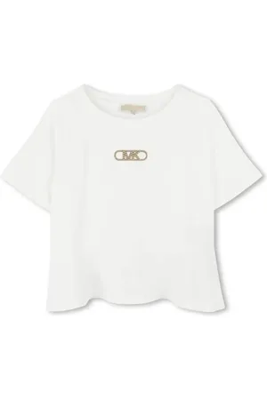 Michael Kors T-shirt manica corta con logo borchiato bianco latte