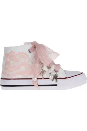 Quickas Sneakers alte in tela con tulle e ciondoli Bianco