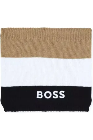 HUGO BOSS Sciarpa ad anello logata bianco beige