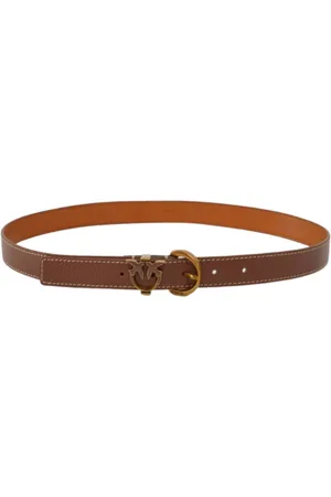 Pinko Cintura Tamboril h 2,5 in pelle martellata marrone cuoio