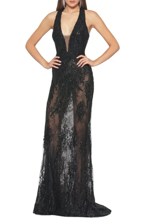 IMPERO Abito da cerimonia in tulle ricamato con paillettes
