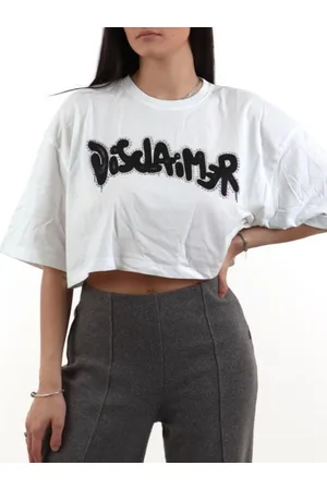 DISCLAIMER T-shirt crop maniche corte con logo gioiello