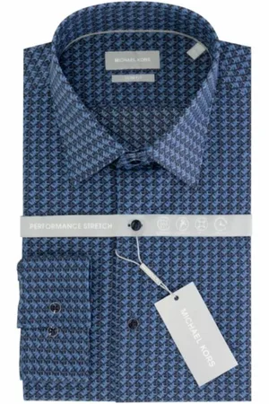 Michael Kors Camicia manica lunga Performance slim fit in fantasia logata nero