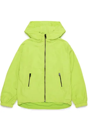Diesel Giubbino leggero con cappuccio maxi logo verde acido