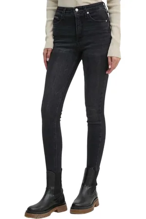 Calvin Klein Jeans skinny a vita alta lavaggio nero