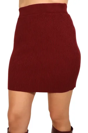 Haveone Gonna corta in maglia a costine bordeaux