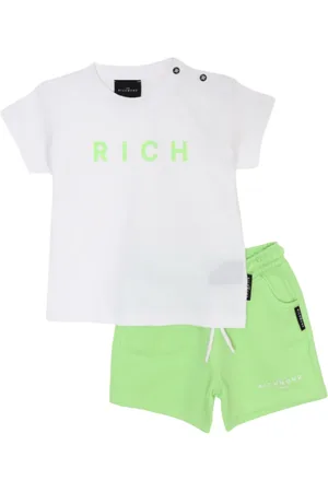 John Richmond Completo T-shirt e shorts verde