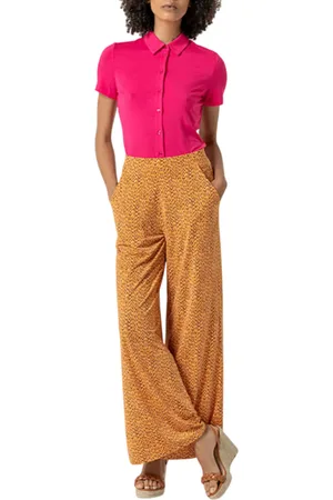SURKANA Pantaloni gamba larga in fantasia arancio