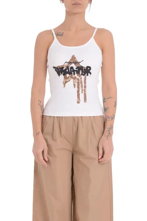 DISCLAIMER Top a costine con stampa logo