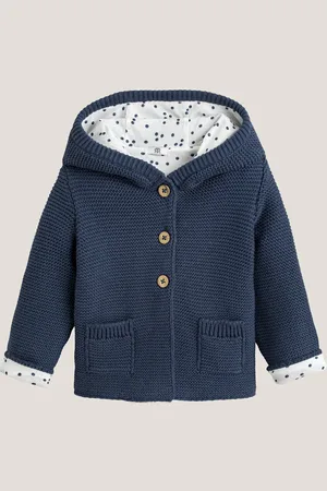 La Redoute Gilet Foderato Con Cappuccio E Bottoni, Cotone Bio Taglie 0 mesi - 50 cm