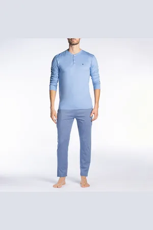 Dodo Pigiama Lungo Scollo Tunisino In Cotone Modal Uomo Taglie XL