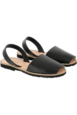 MINORQUINES Sandali In Pelle Tacco Piatto Avarca Cuir Blanco Donna Taglie 37