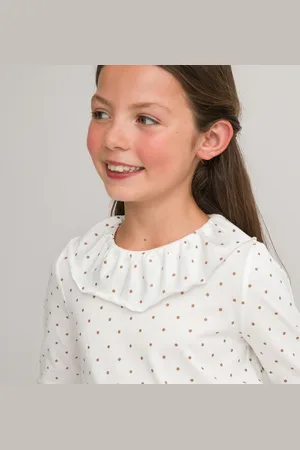 La Redoute T-shirt Girocollo Con Volant, Stampa A Pois Bambina Taglie 6 anni - 114 cm