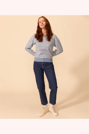 Petit Bateau Camicetta Alla Marinara A Maniche Lunghe Donna Taglie S