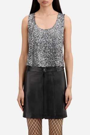 The Kooples Top Corto Scollo Rotondo E Paillettes Donna Taglie 2(M)