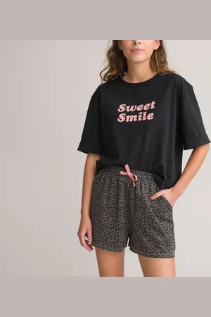 La Redoute Pigiama Corto Con Messaggio E Stampa Leopardata Bambina Taglie 10 anni - 138 cm
