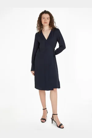 Tommy Hilfiger Abito Cache-cœur Maniche Lunghe Donna Taglie 42 (IT) - 38 (FR)