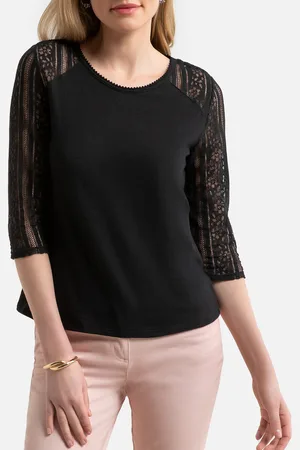 ANNE WEYBURN T-shirt Senza Collo Con Maniche In Pizzo Donna Taglie S