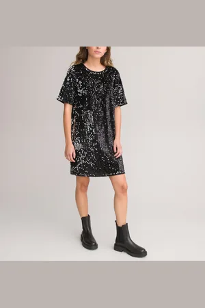 La Redoute Abito Dritto Con Paillettes E Maniche Corte Bambina Taglie XXXS