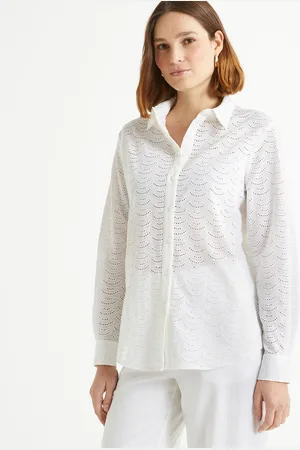 ANNE WEYBURN Camicia Pizzo Sangallo, Maniche Lunghe Donna Taglie 42 (IT) - 38 (FR)