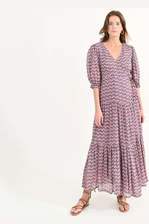 Molly Bracken Abito Lungo Stampato, Scollo Incrociato Donna Taglie XS