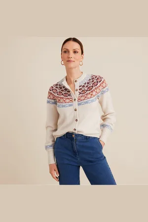 ANNE WEYBURN Cardigan In Grossa Maglia Jacquard, Bottoni Donna Taglie 46/48 (IT) - 42/44 (FR)