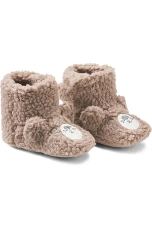 La Redoute Scarpine Con Patta A Strappo In Sherpa, Ricami Di Orso Taglie 16/17